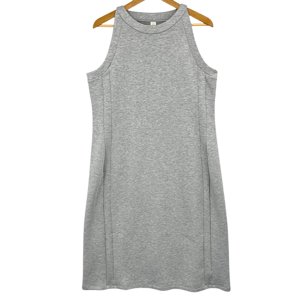 Spanx AirEssentials Dress Womens XL Gray Sleeveless High Neck Knit Knee Length